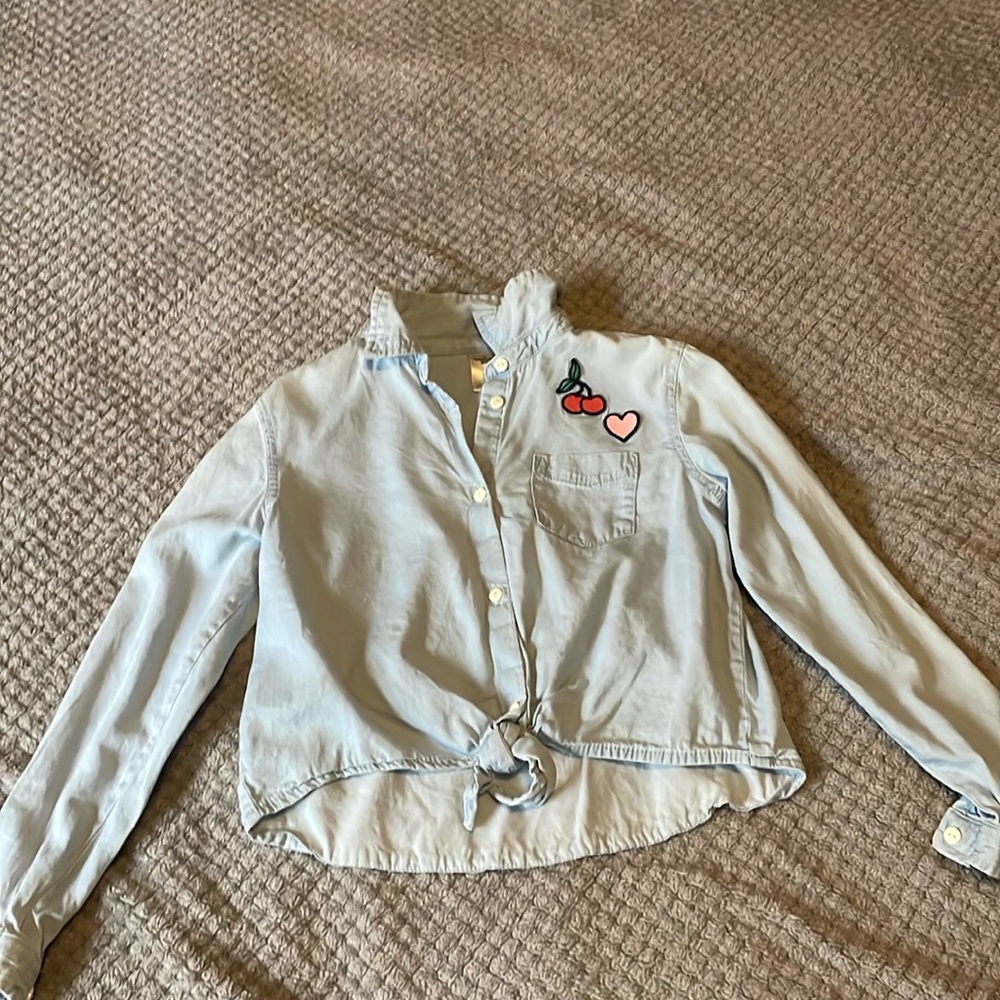Oshkosh B’gosh used long sleeve denim like material shirt girls 8